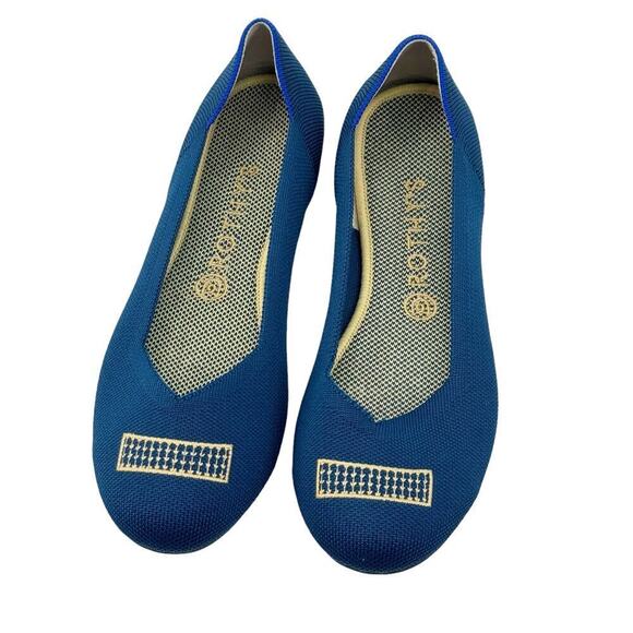 Rothy's The Ballet Flat Slip-On Comfortable Blue Holiday Licorice Size W9.5 NWOB - Picture 3 of 9